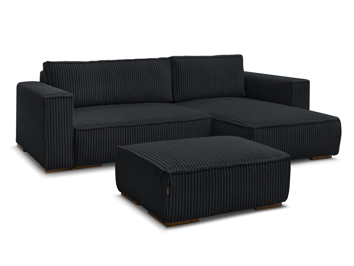 Bobochic Chelsea Ecksofa mit Schlaffunktion und Bettkasten und Pouf