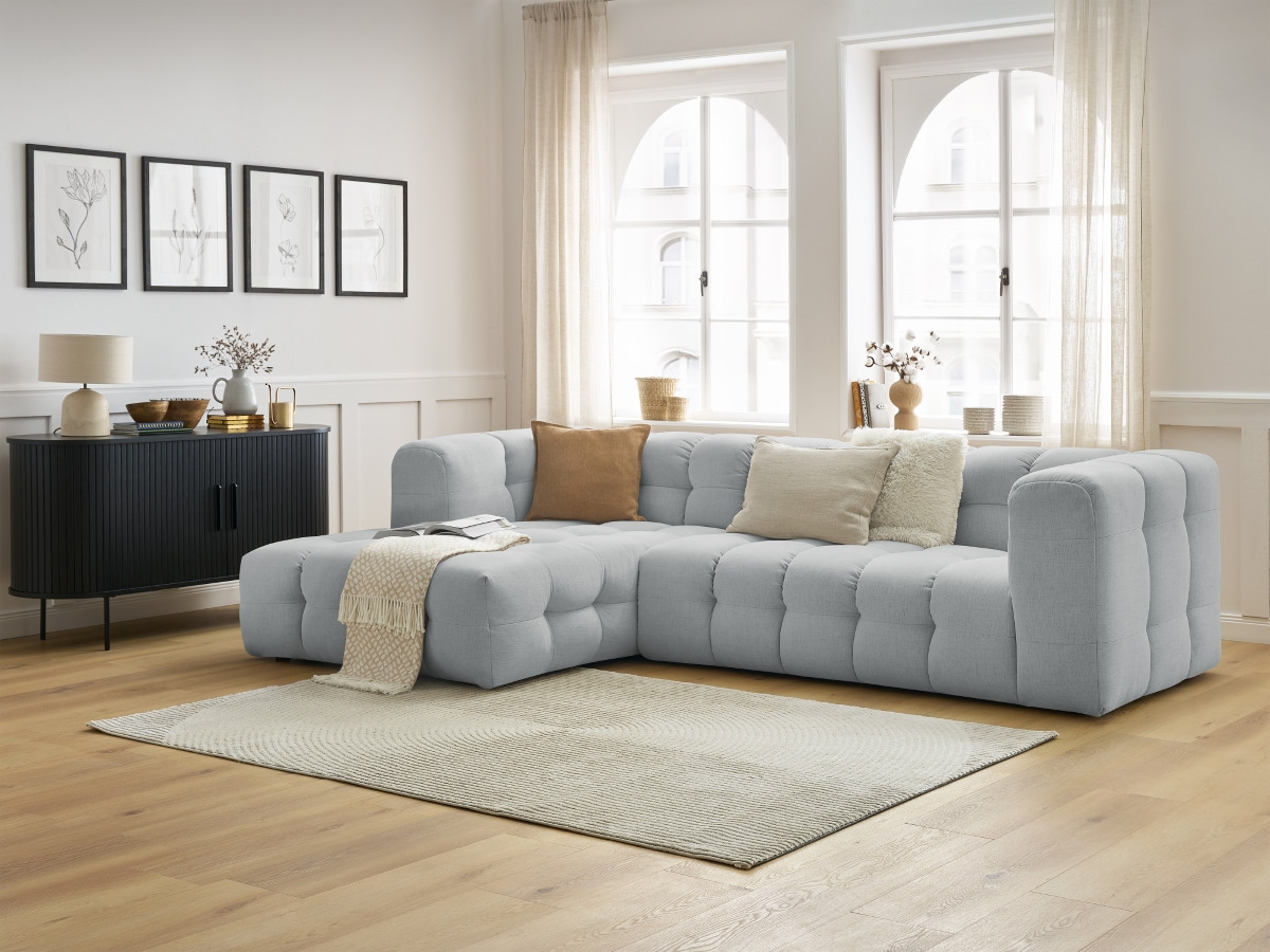 Bobochic Cloud Ecksofa 288 × 184 cm Stoff Hellgrau Ecke links