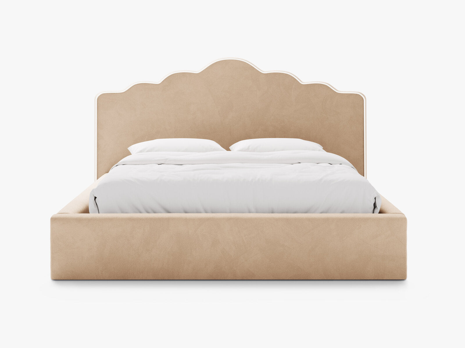 Micadoni Dream Samtbett mit Bettkasten und Kopfteil Samt Magic Velvet Elfenbein / Mandelbeige 160x200