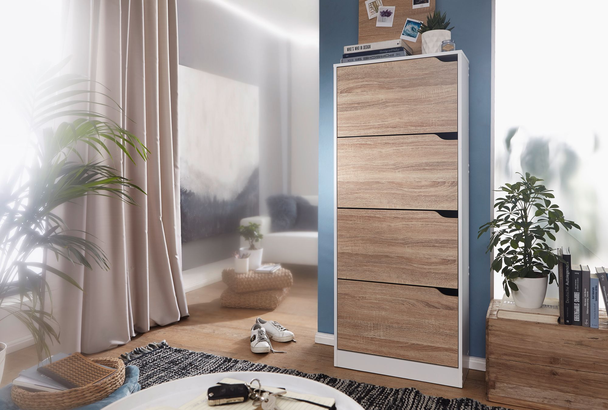 Schuhschrank Ebeltoft Weiß 60 × 24 × 150 cm