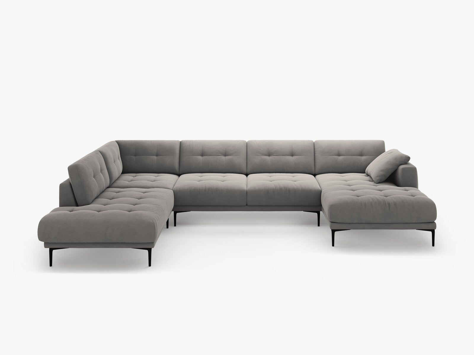 Micadoni Panorama Ecksofa Bemy 7-Sitzer Links Samt Grau