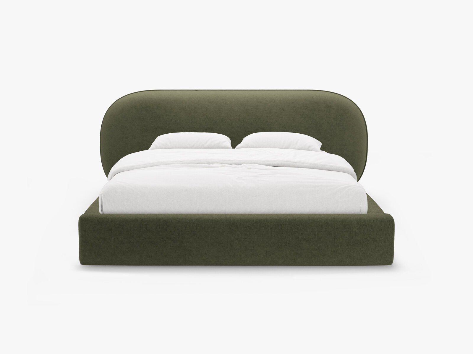 Micadoni Stauraumbett mit Kopfteil Ovalo Chenille Perfect Harmony Grün 140x200