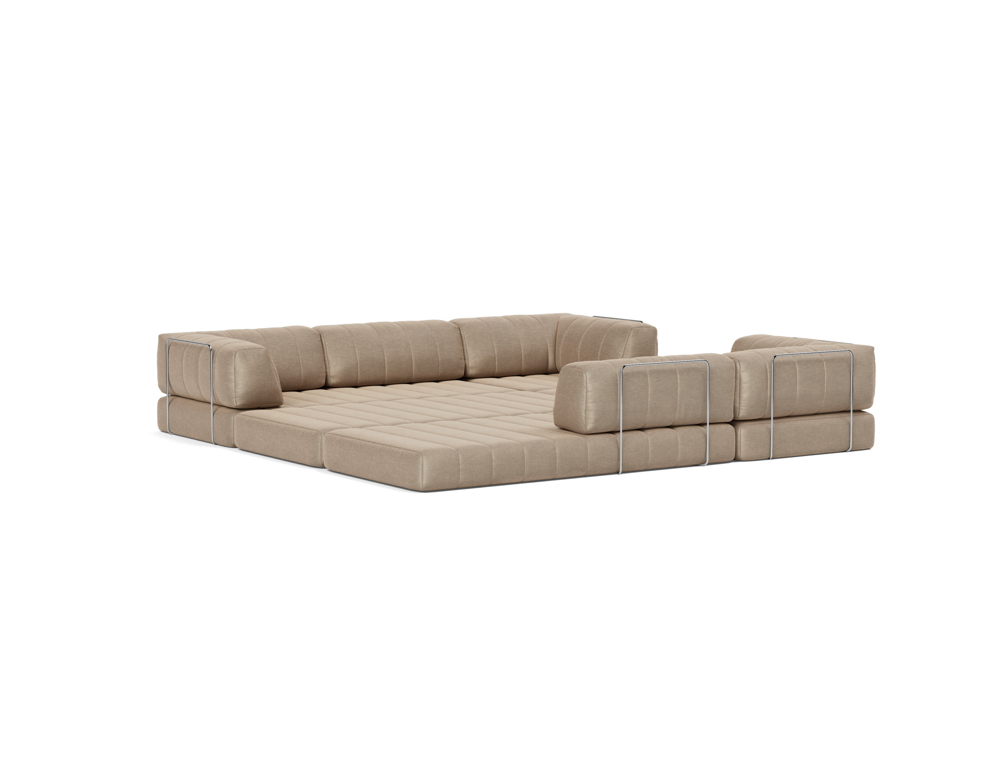 Eck-Schlafsofa CozyPad mit Armlehnen Flachgewebe Phobos 587-Mocha