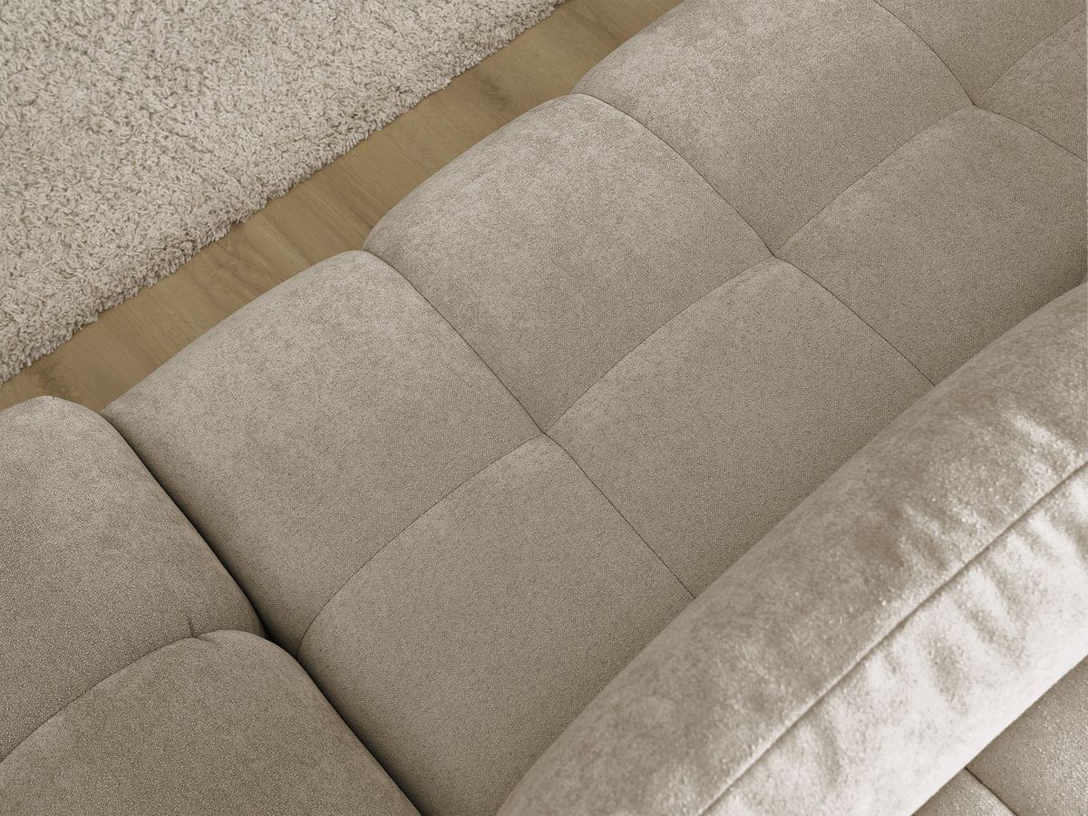 Bobochic Everest Ecksofa mit Schlaffunktion und Bettkasten 318 × 180 cm, 3 Kissen Strukturstoff Taupe Ecke links