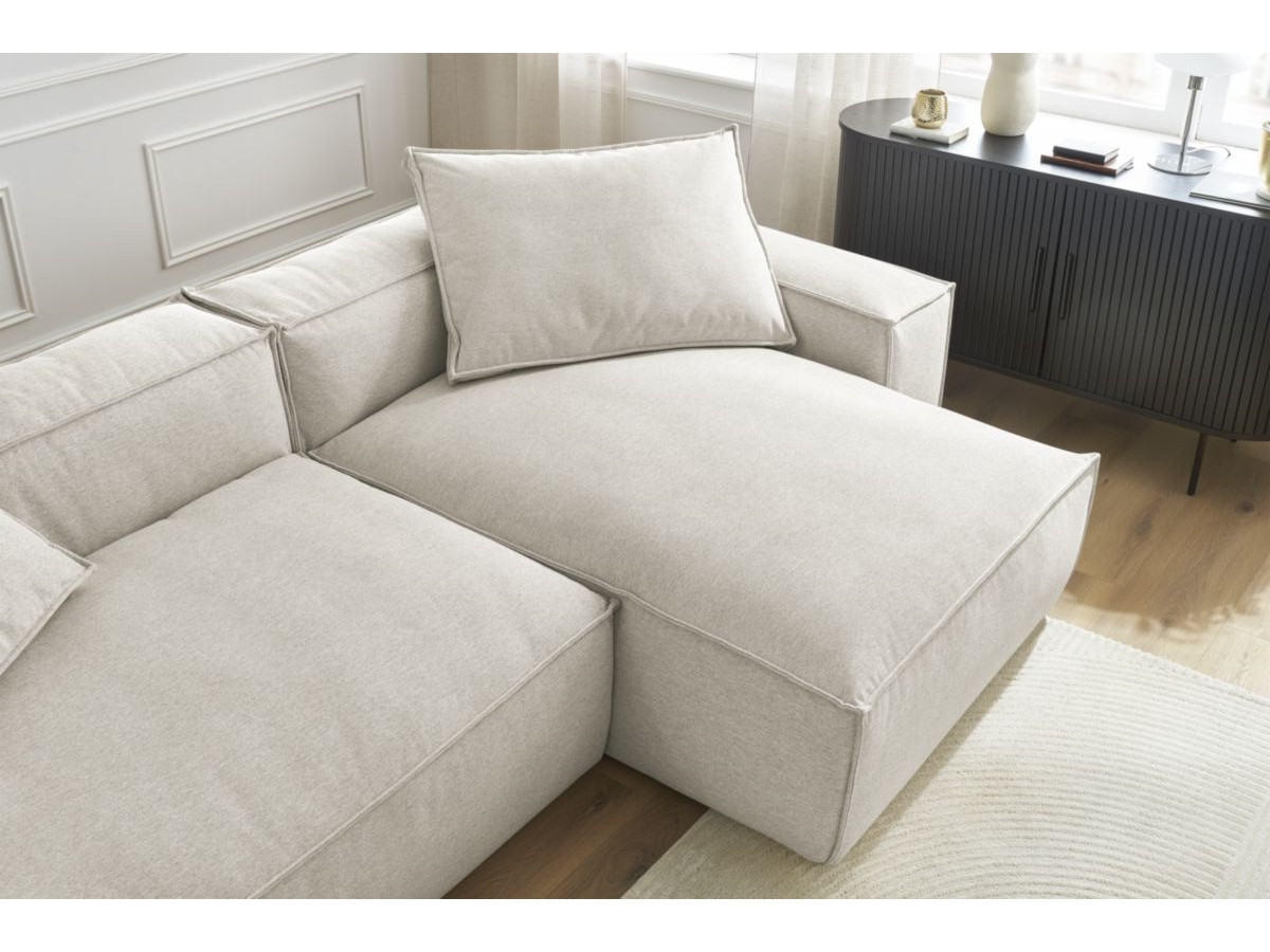 Bobochic Boheme Ecksofa, 2 Kissen Melange-Stoff Beige