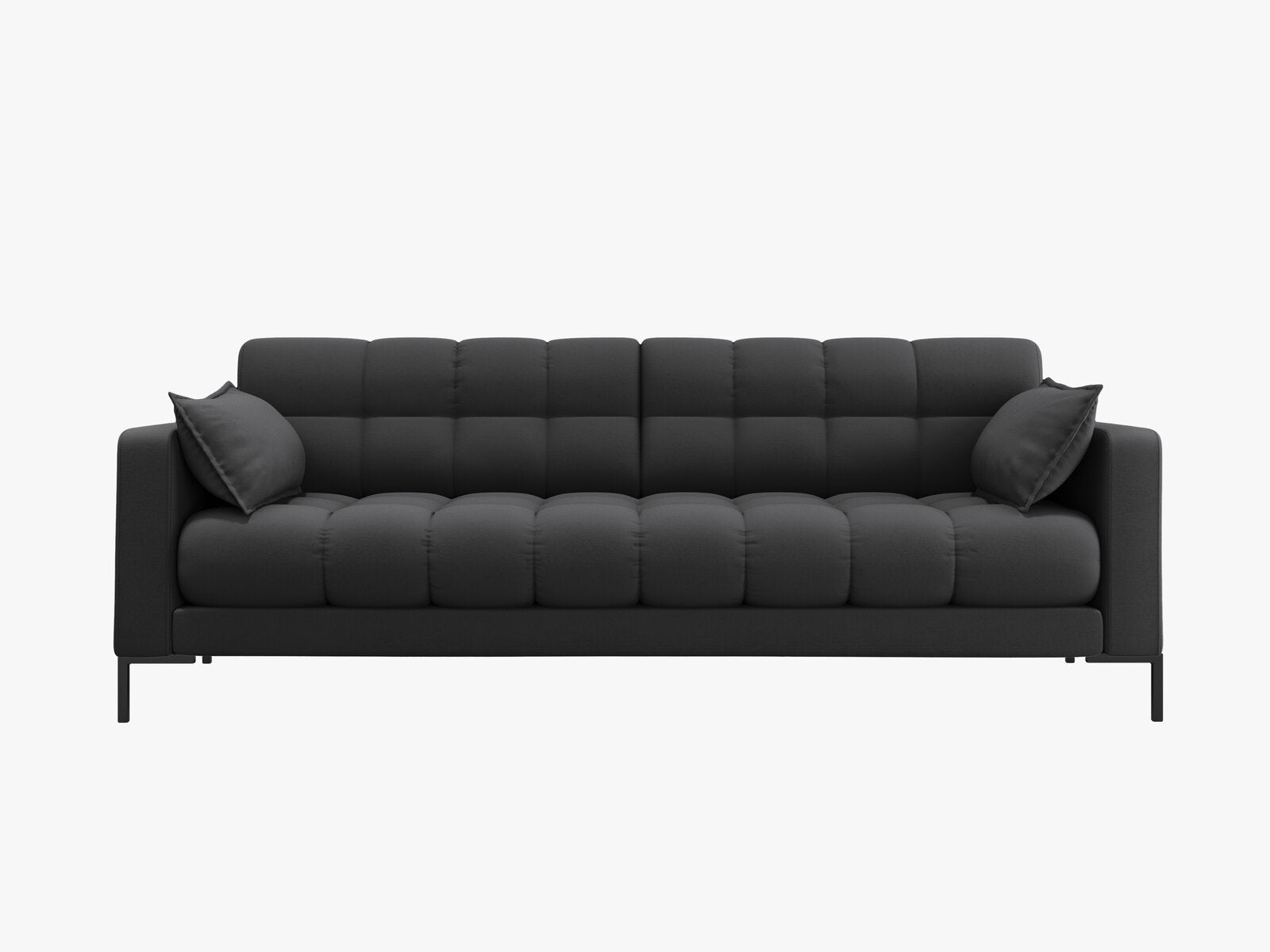 Micadoni Sofa Mamaia 4-Sitzer Strukturierter Stoff Neve Dunkelgrau schwarze Beine
