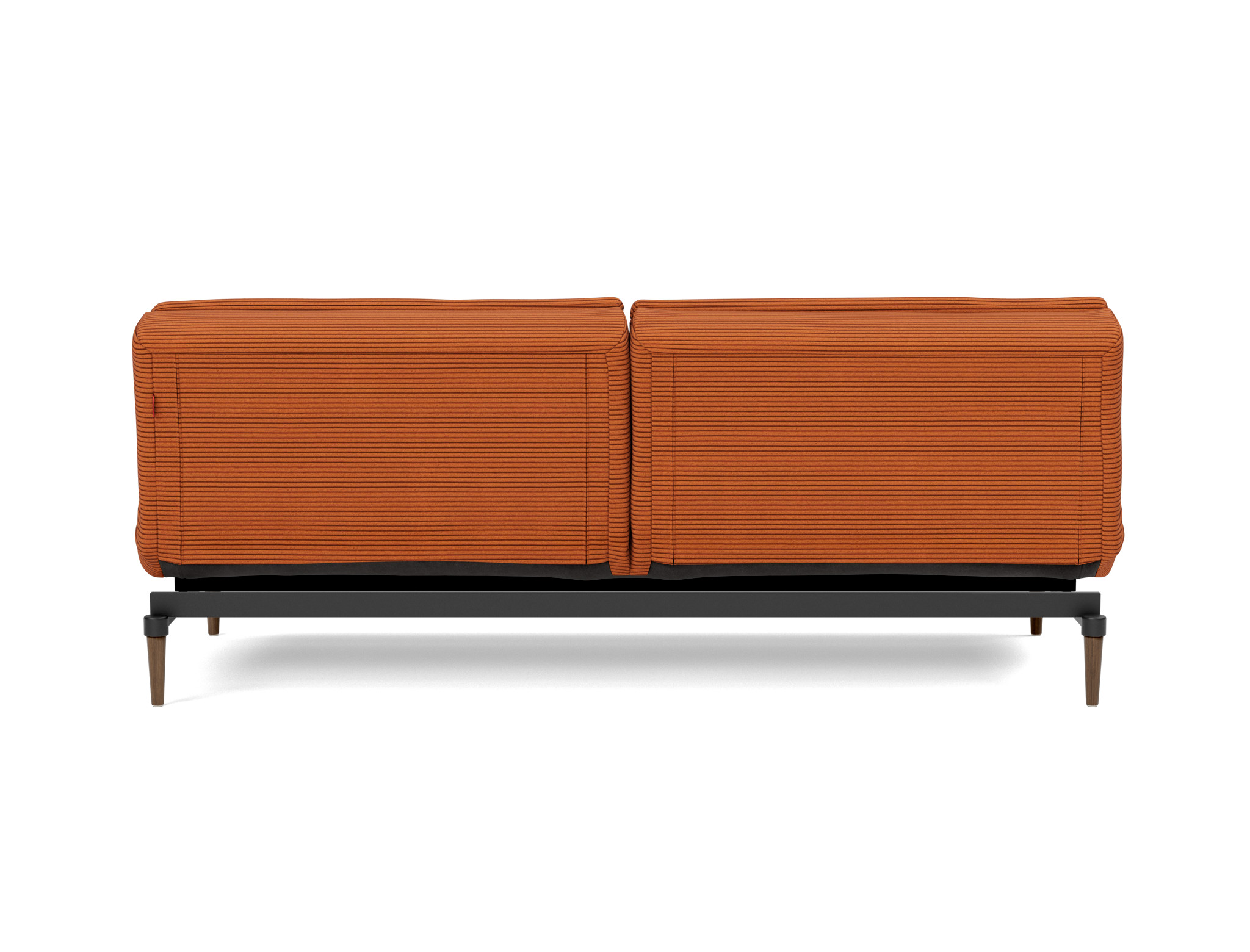 Schlafsofa Dublexo Kord Corduroy 595-Burnt-Orange Beine Styletto Eiche dunkel