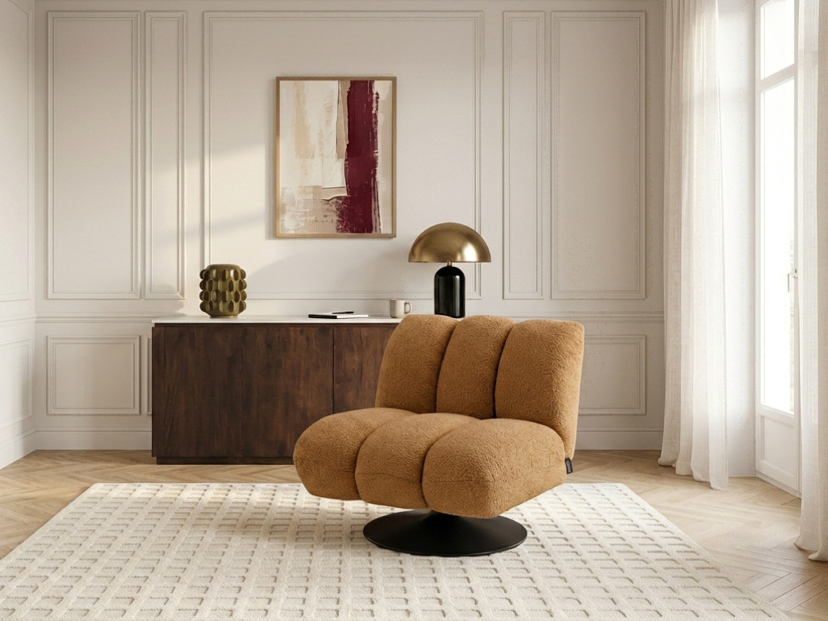 Bobochic Janissaire Sessel 79 × 89 cm Bouclé-Stoff Gelb
