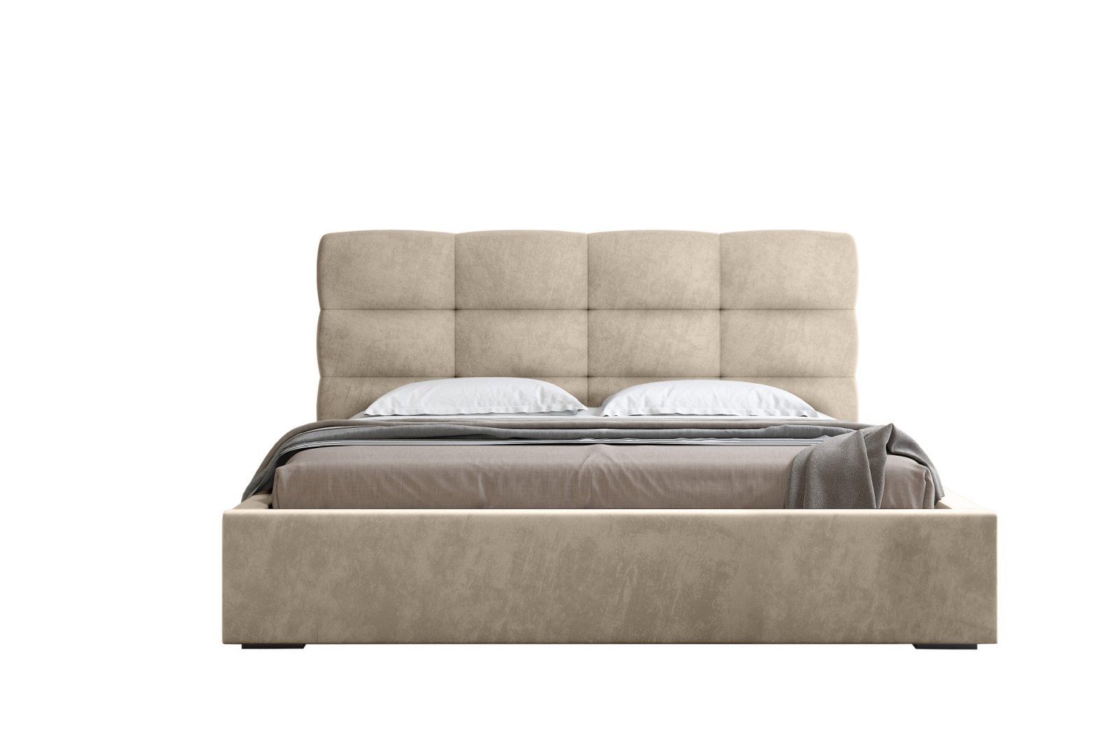Polsterbett Navo Samtstoff 180x200 mit Holzrahmen Macau Truffle