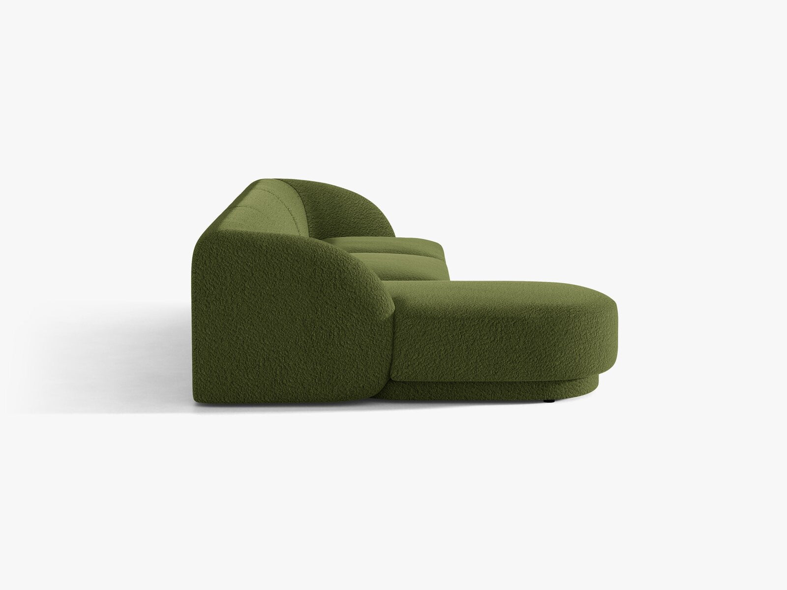 Micadoni Ecksofa Miley 4-Sitzer Links Boucle Baloo Dunkel-Olivgrün
