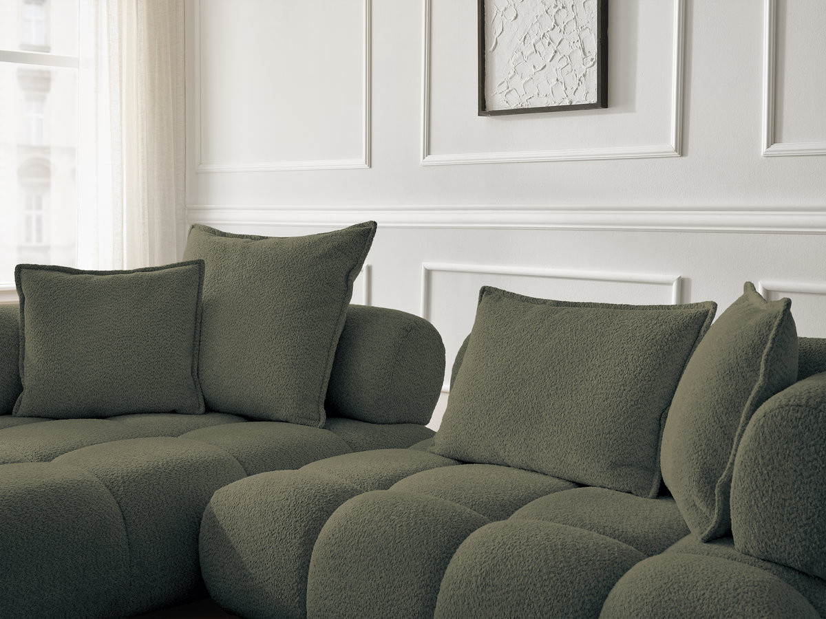 Bobochic Alya Ecksofa Bouclé-Stoff Grün Ecke links