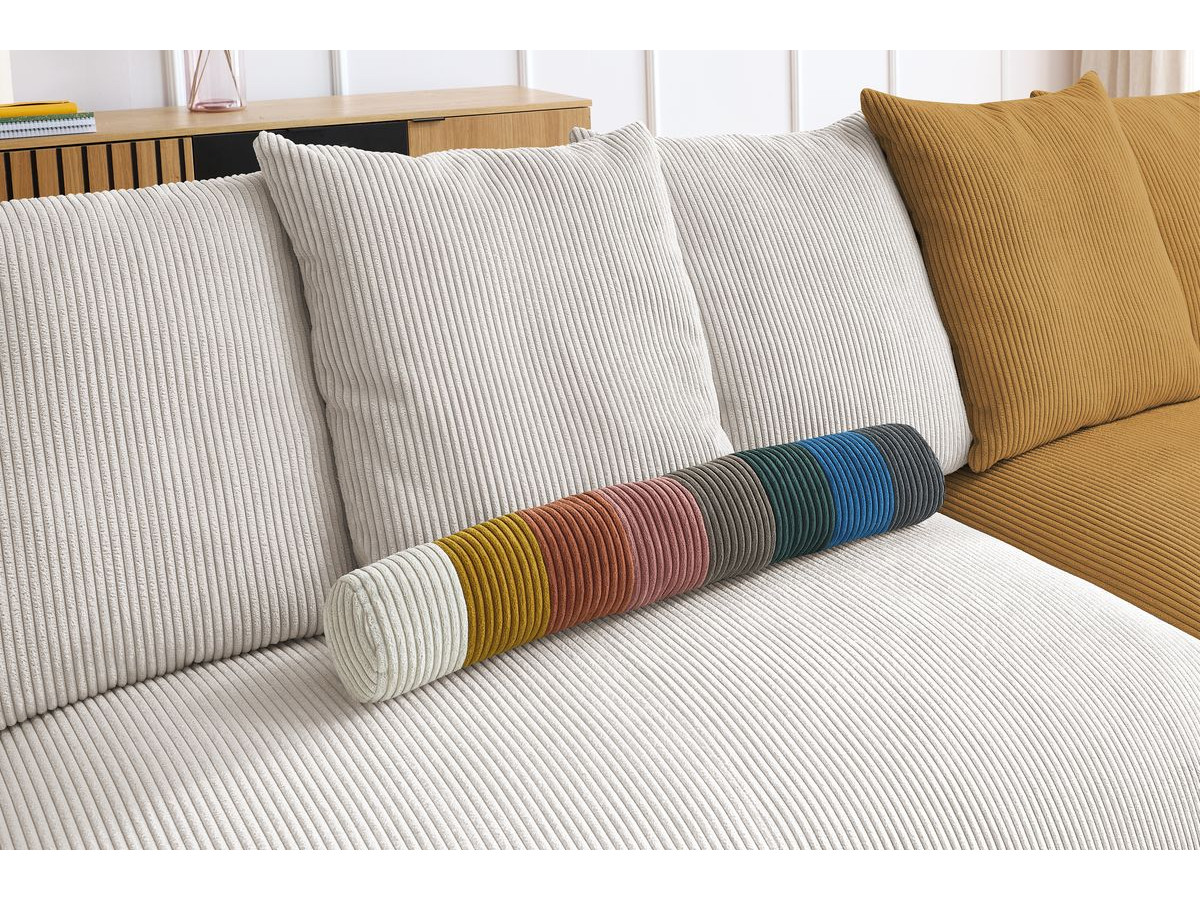 Bobochic Voltaire Ecksofa mit Pouf 322 × 268 cm Cordsamt Mehrfarbig Ecke links