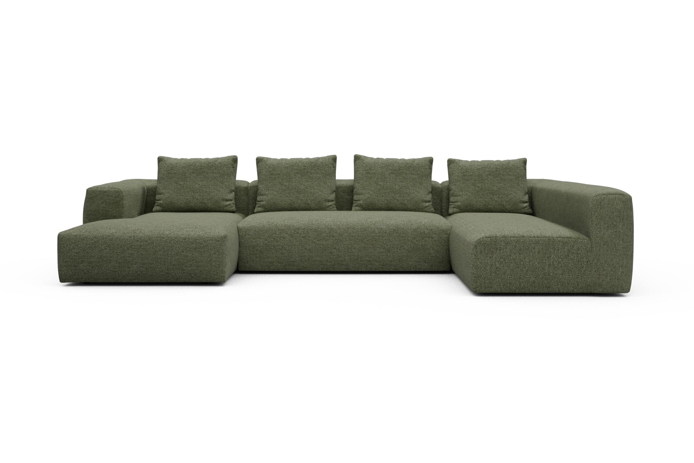 Skandi Home Wohnlandschaft Fred Chaiselongue links mit 2-Sitzer und lange Armlehne rechts Carreno-Vivid-Green moebelfaktor