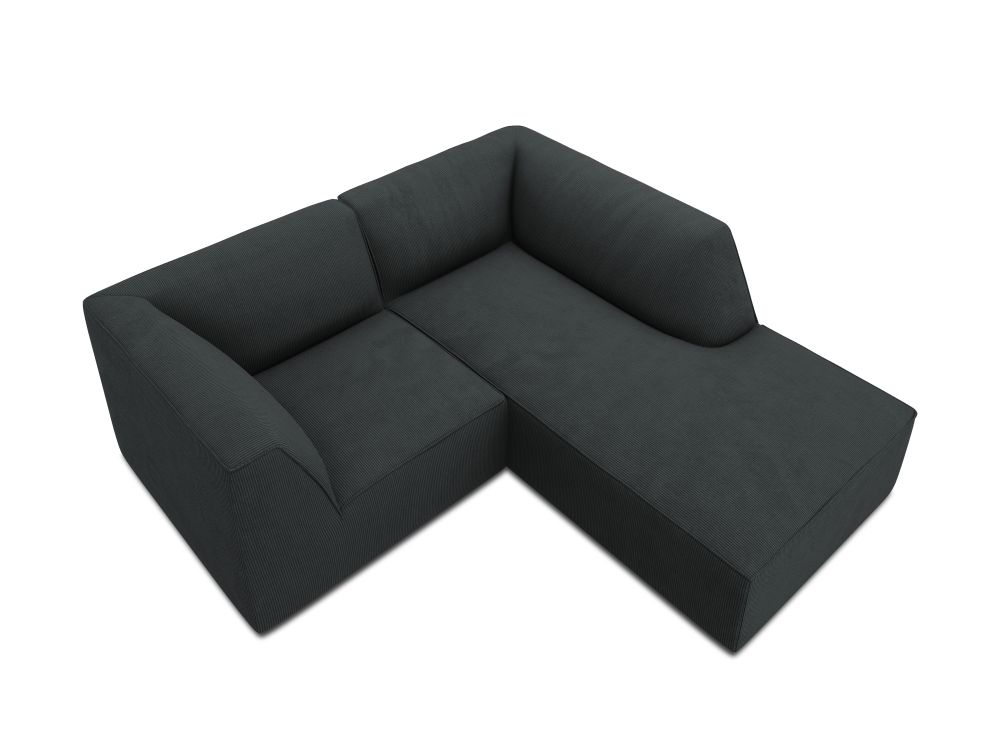 Cosmopolitan Design Ecksofa Siena 3-Sitzer Kord Scala Schwarz Rechts