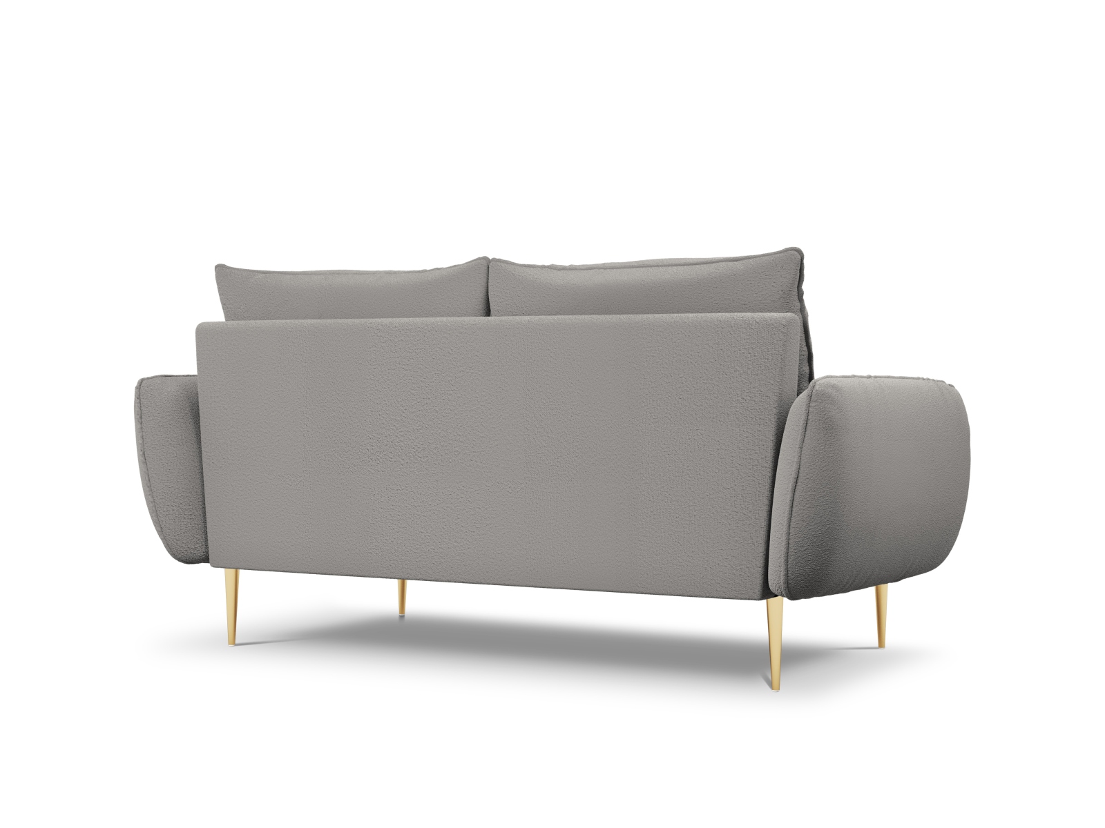Cosmopolitan Design Sofa Vienna 2-Sitzer Boucle Ascot Grau Beine Gold