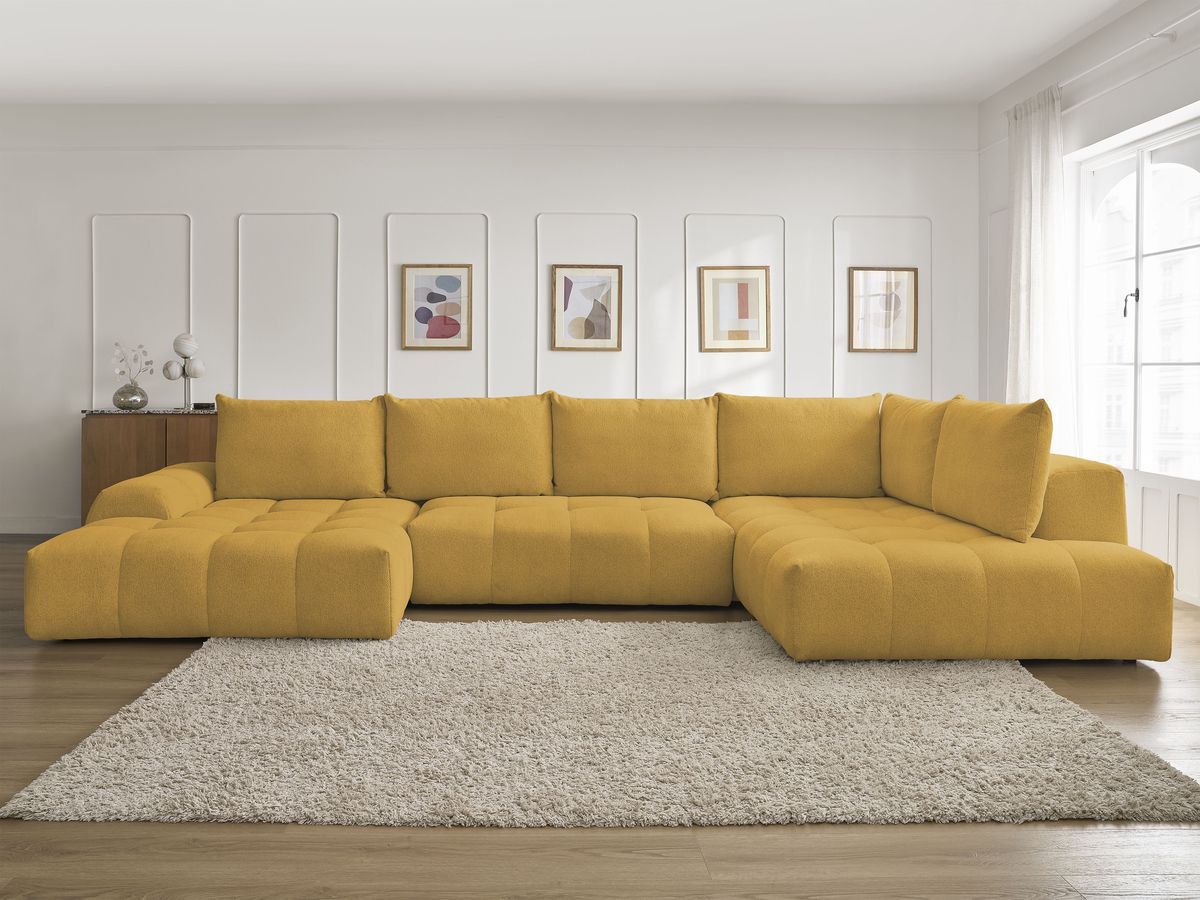 Bobochic Everest Wohnlandschaft, 6 Kissen Melange-Stoff Gelb Ecke links