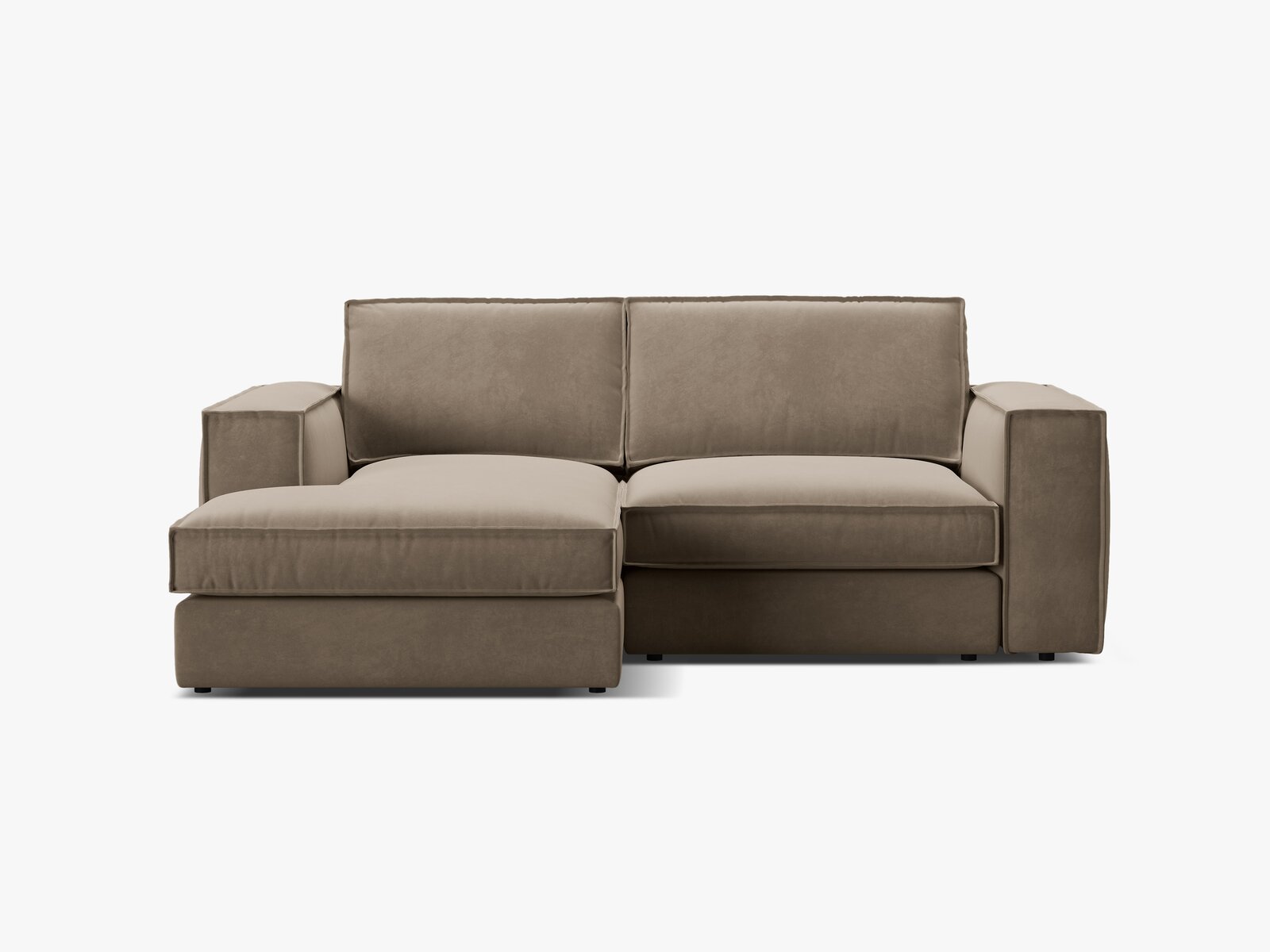 Micadoni modulares Ecksofa Pola 2-Sitzer kleine Version Links Samt Salvador Grau Braun