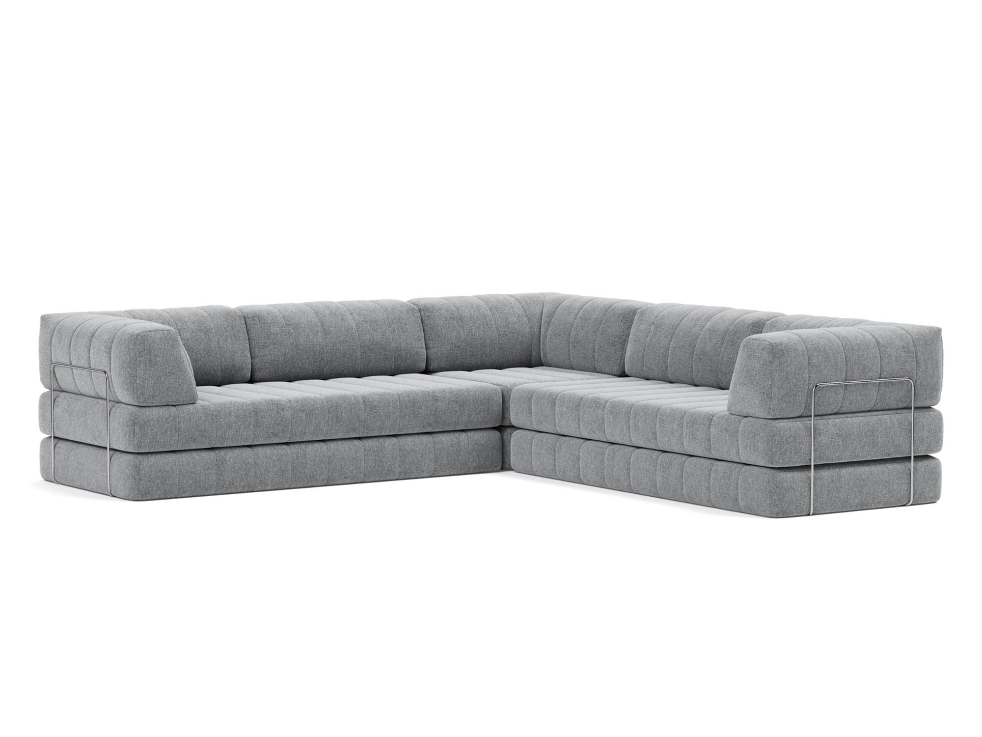 Eck-Schlafsofa CozyPad mit Armlehnen Strukturierter Stoff Twist 565-Granite