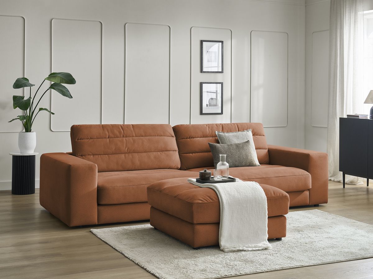 Bobochic Sierra Sofa 4-Sitzer mit Pouf Samt Orange