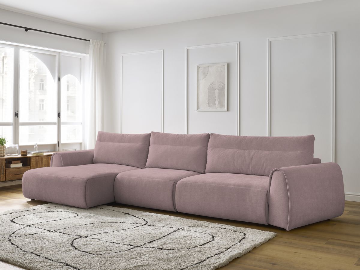 Bobochic Aden Ecksofa 386 × 152 cm Stoff Rosa Ecke links