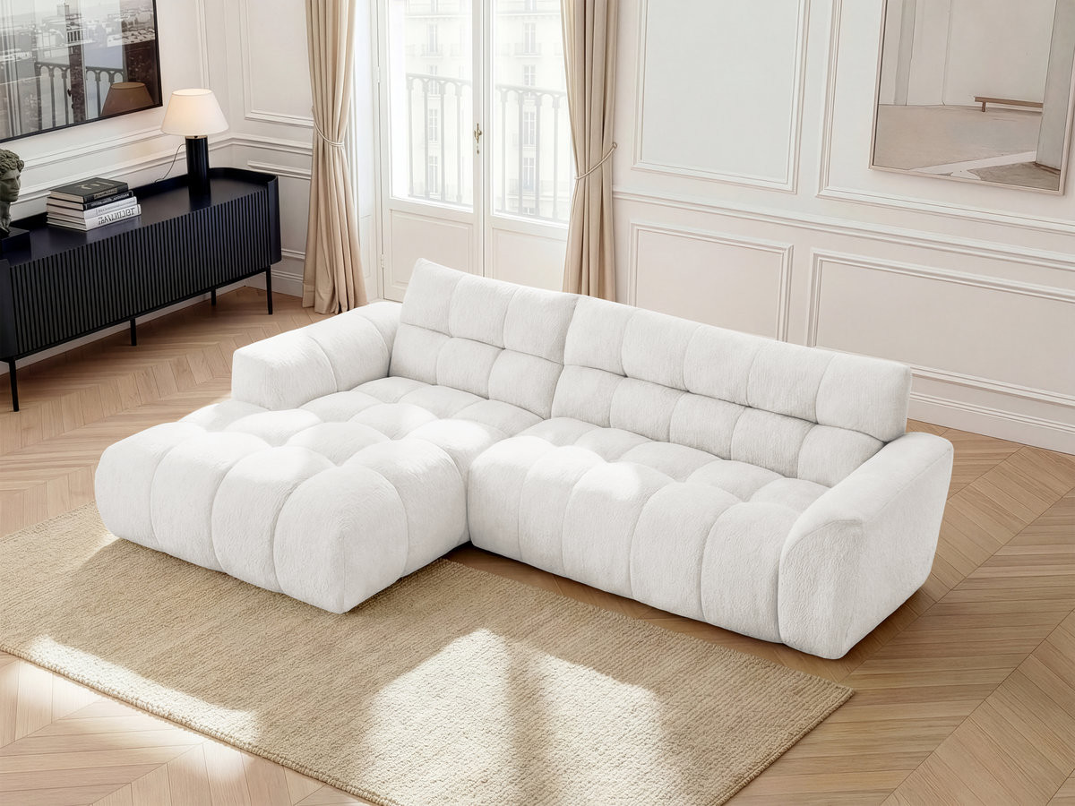 Bobochic Jaya Ecksofa Chenille Weiß Ecke links