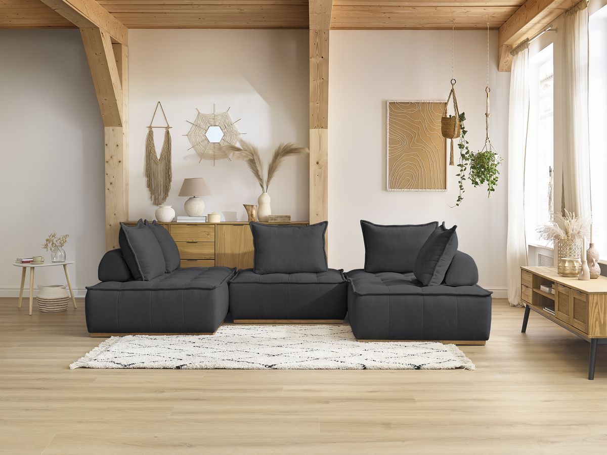 Bobochic Elisa Wohnlandschaft Strukturstoff Dunkelgrau