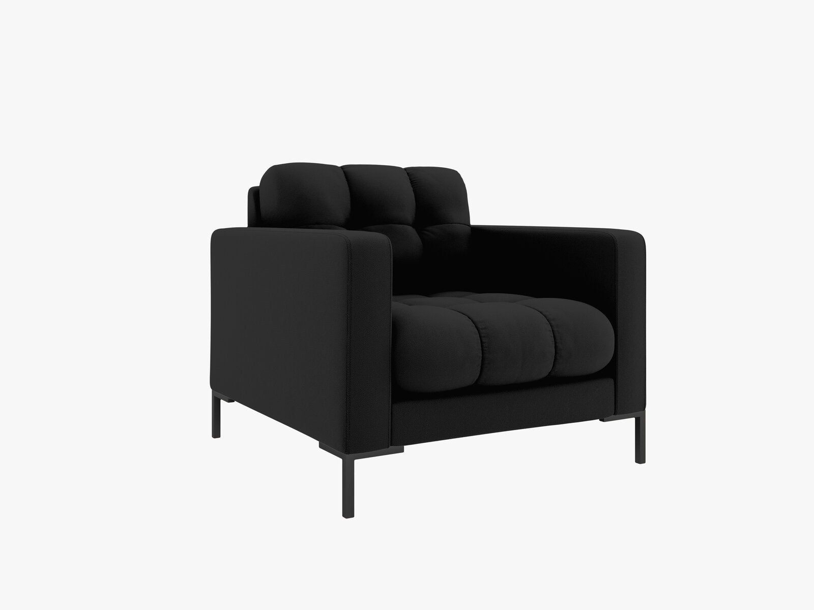 Micadoni Sessel Mamaia 1-Sitzer Strukturierter Stoff Neve Schwarz schwarze Beine