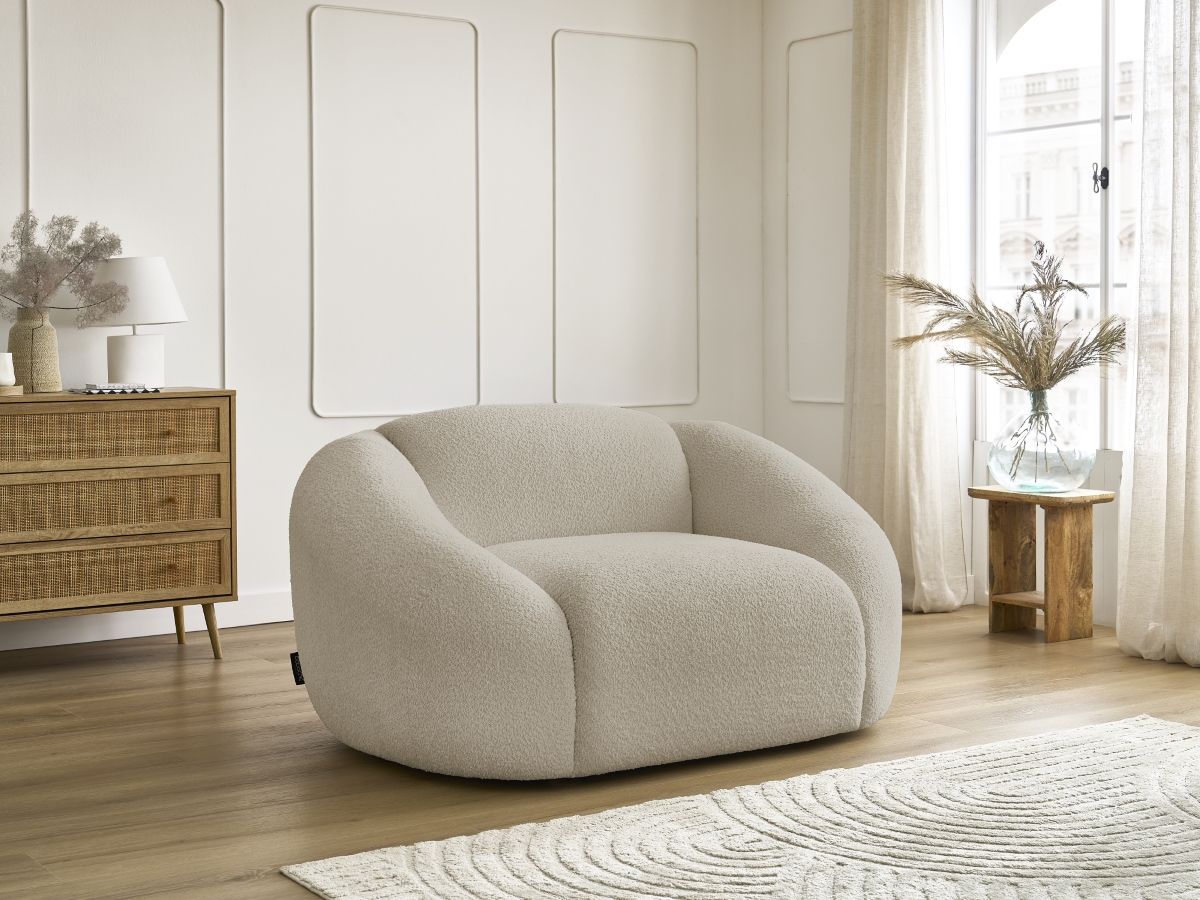 Bobochic Tina Sessel Bouclé-Stoff Beige