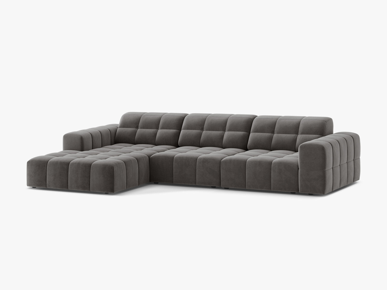 Micadoni Ecksofa Jennifer 4-Sitzer Links Samt Bluvel Hellgrau