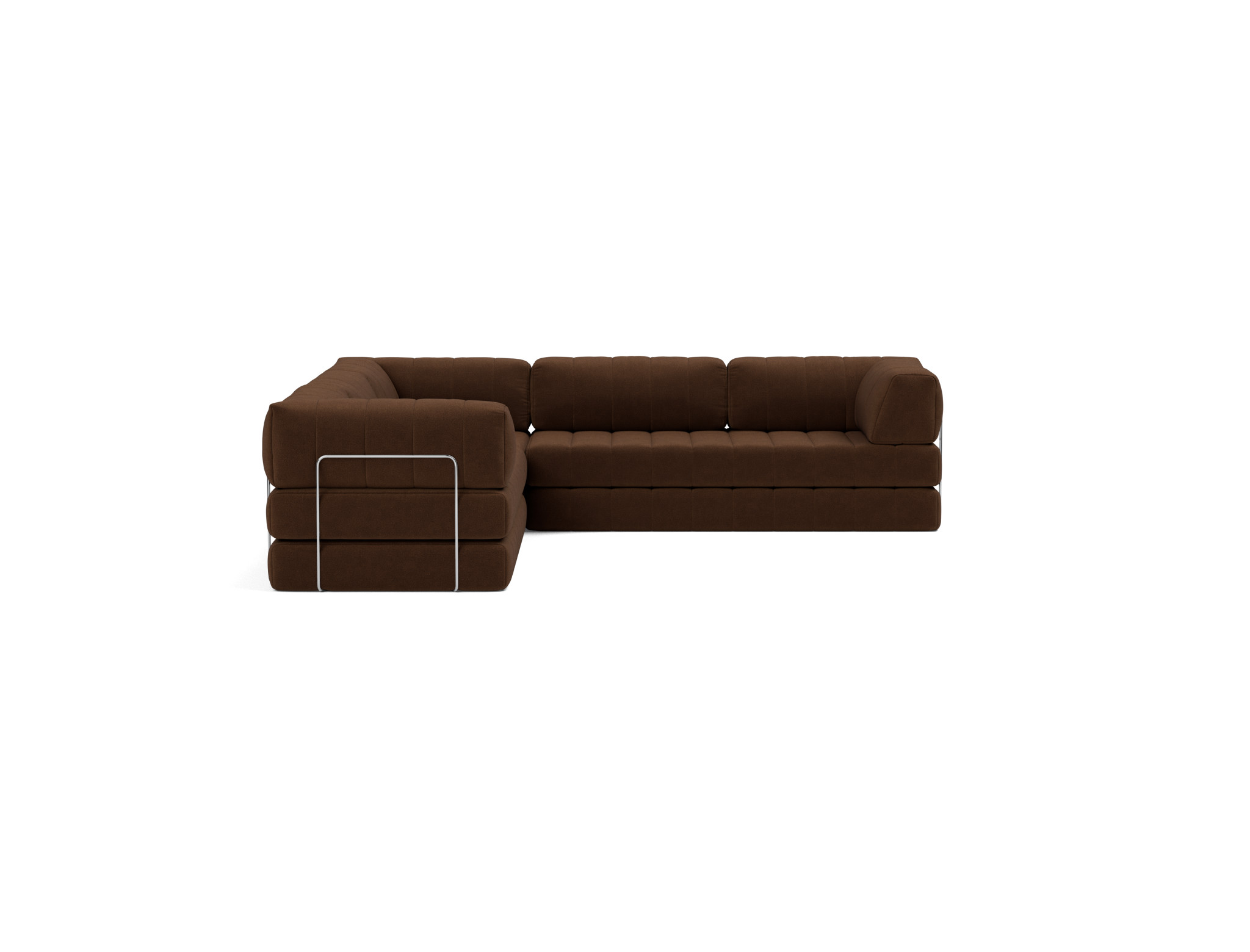 Eck-Schlafsofa CozyPad mit Armlehnen Strukturierter Stoff Taura 359-Cappuccino