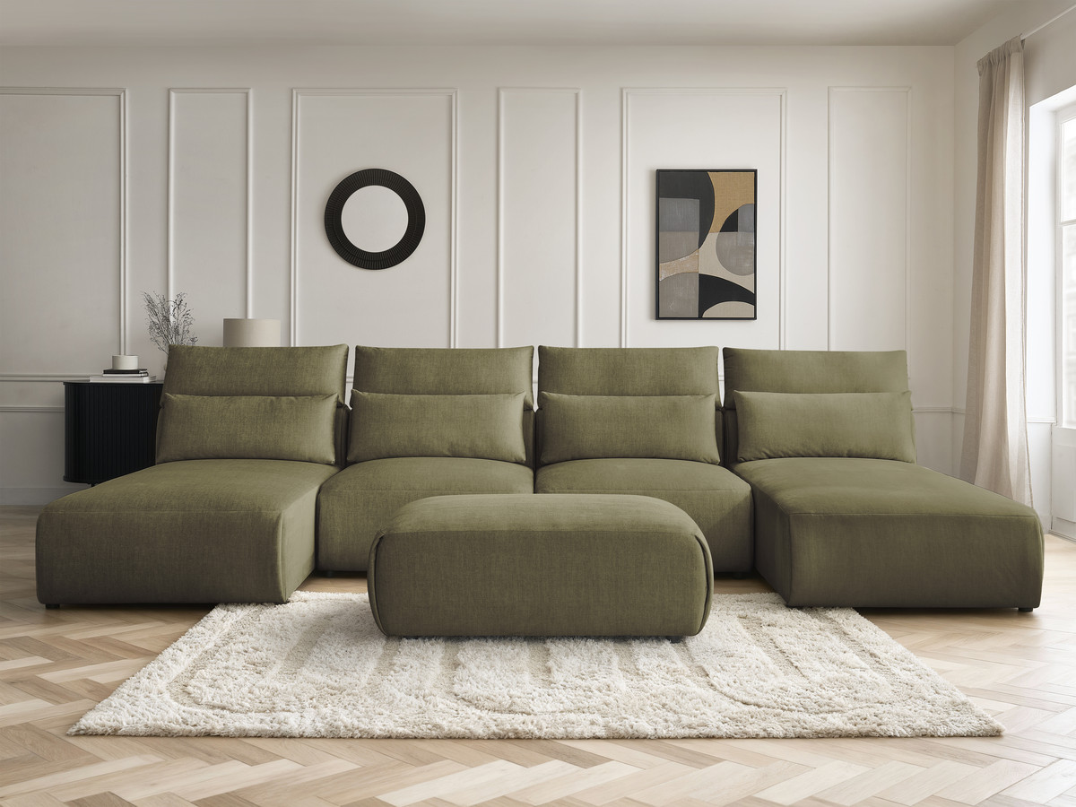 Bobochic Jana Wohnlandschaft mit kleinem Pouf Samt Grün