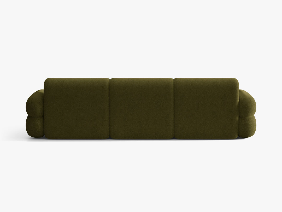 Micadoni Neo Ecksofa 4-Sitzer Rechts Boucle Baloo Dunkles Olivgrün