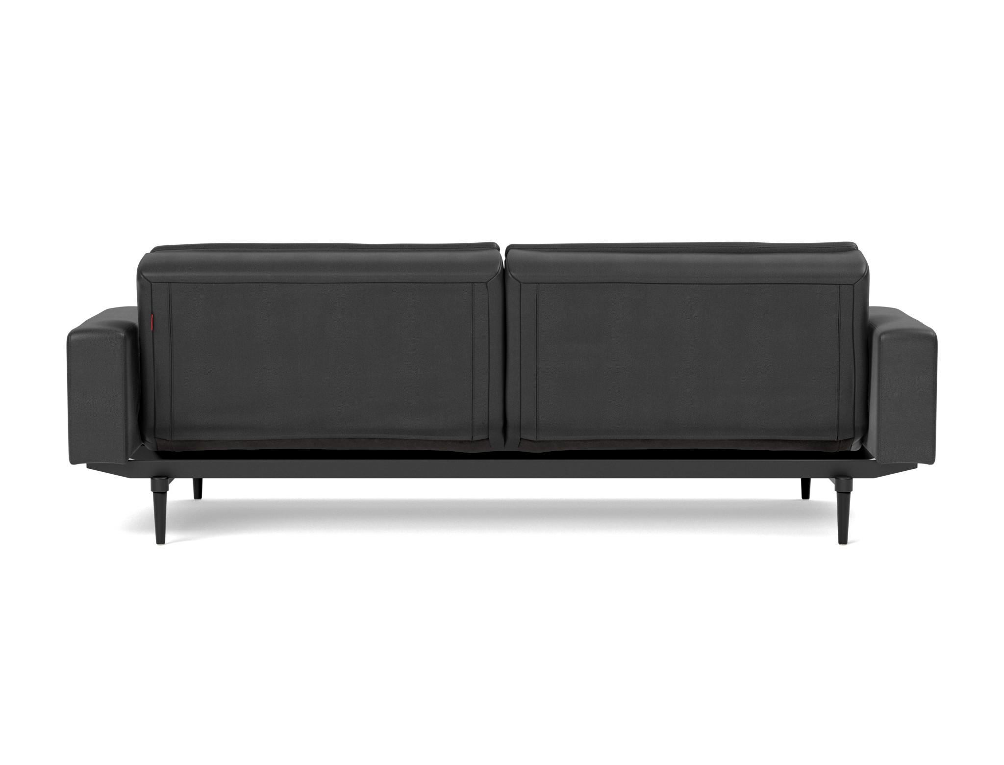 Schlafsofa Dublexo mit Armlehnen Lederoptik Faunal 550-Black Beine Styletto Eiche schwarz