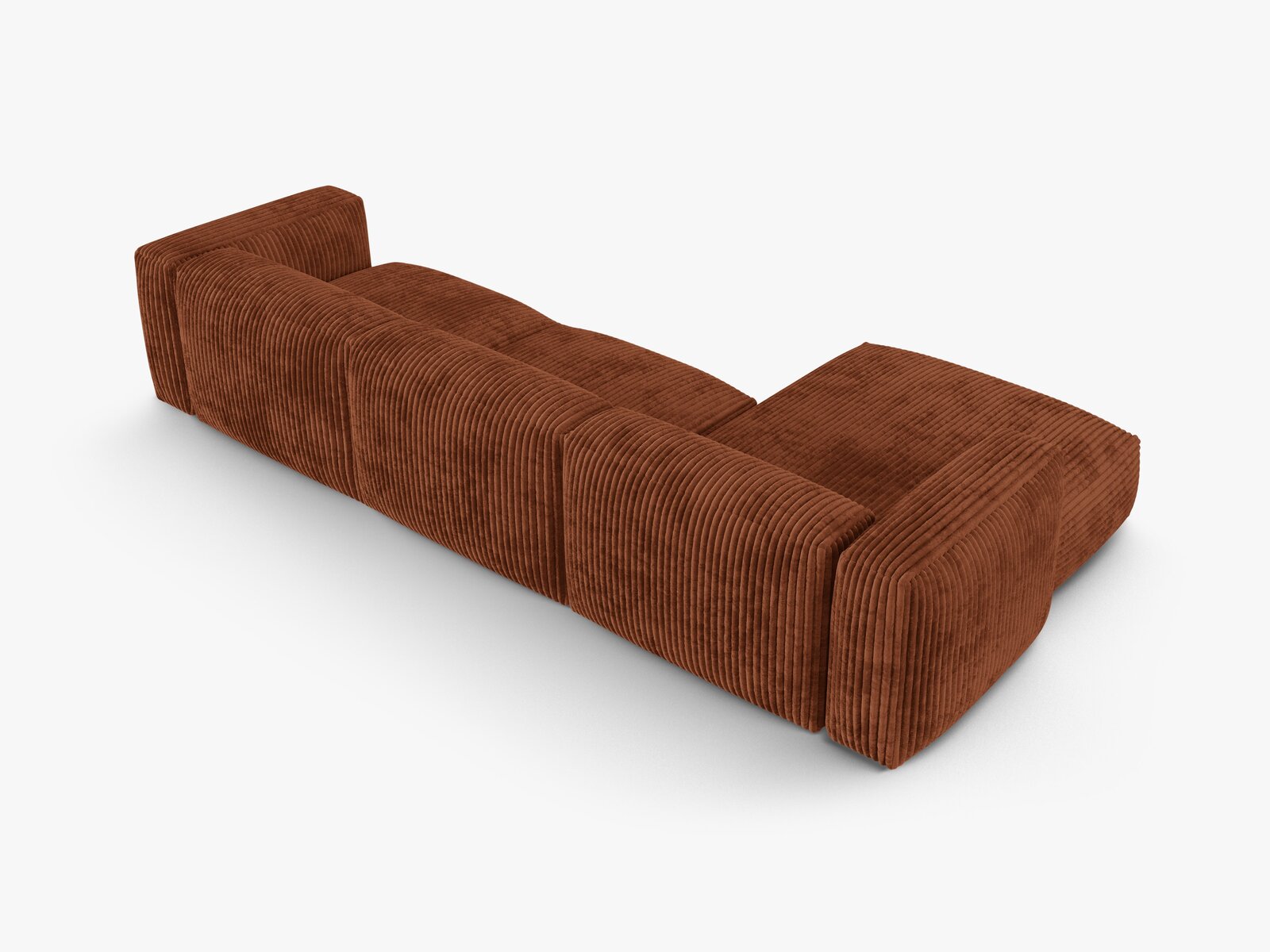 Micadoni Ecksofa Martina 3-Sitzer 90cm Sitztiefe Links Kord Tilia Ziegel