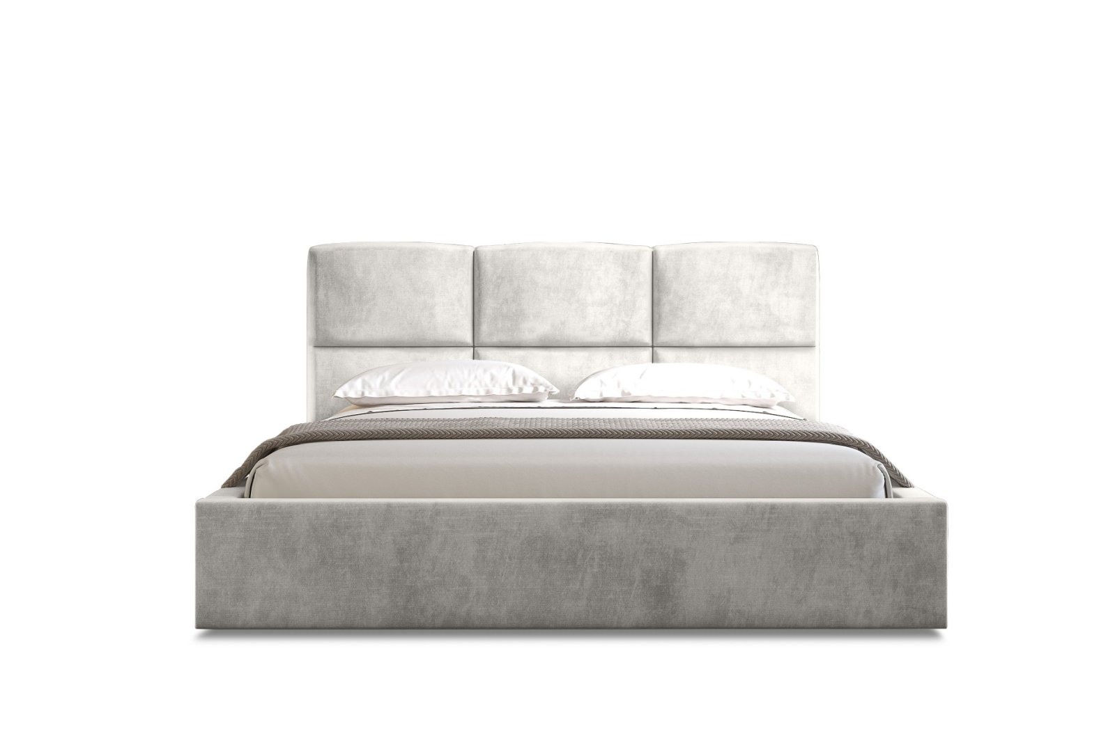Polsterbett Portoza Samtstoff 140x200 mit Metallrahmen Macau Pearl