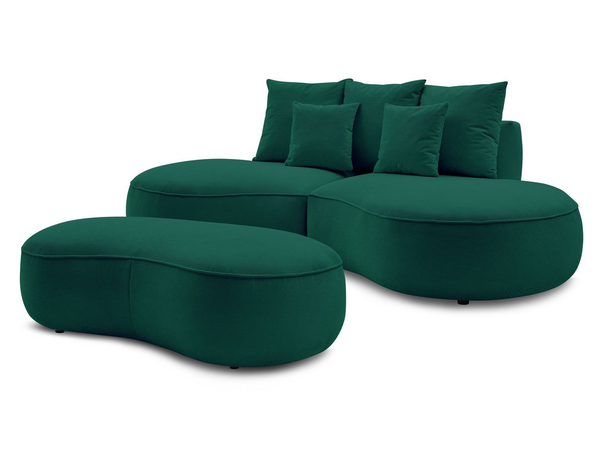 Bobochic Saint-germain Sofa 5-Sitzer mit Pouf Strukturstoff Grün