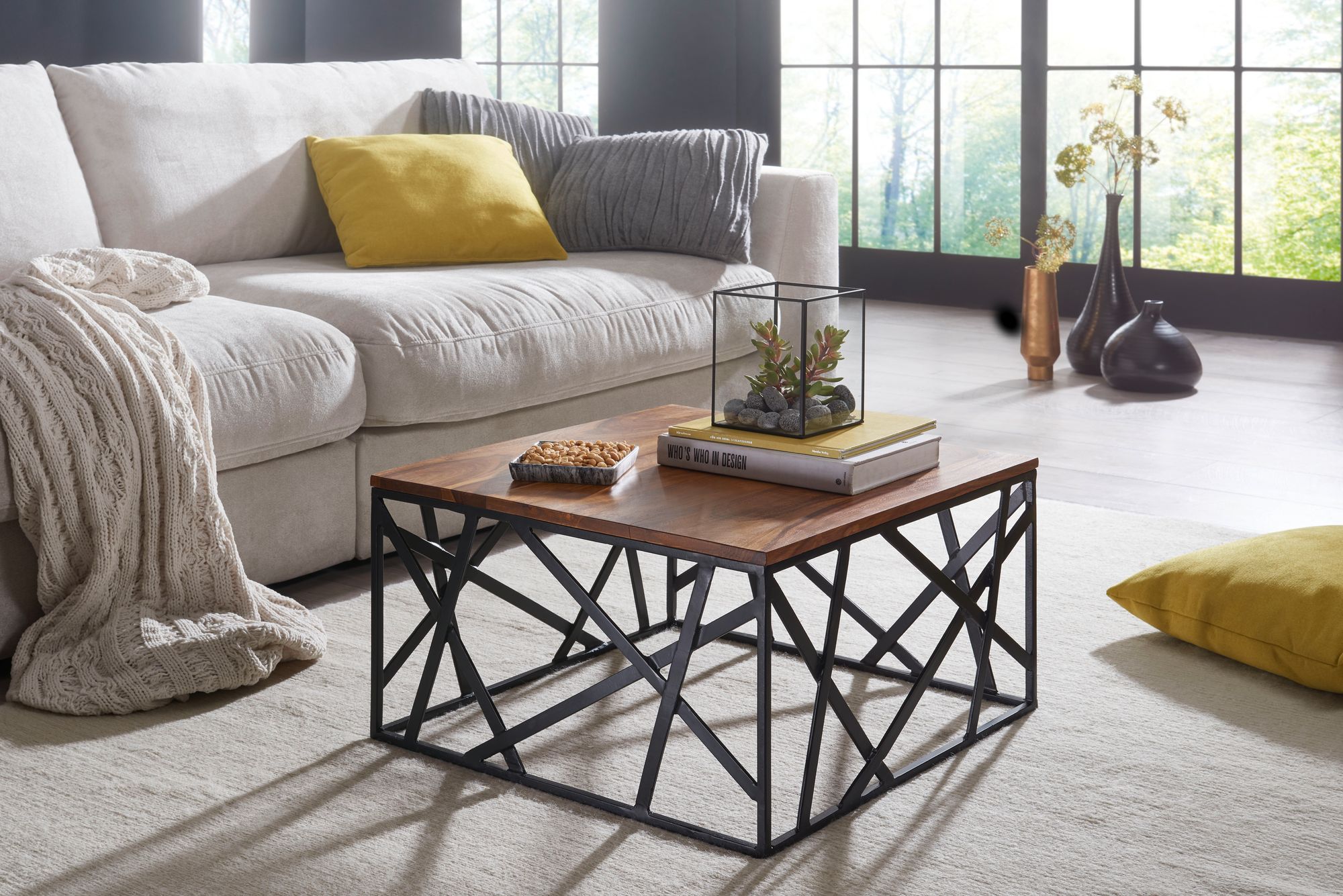 Couchtisch Odda Massivholz Dunkelbraun 60 × 60 × 35 cm