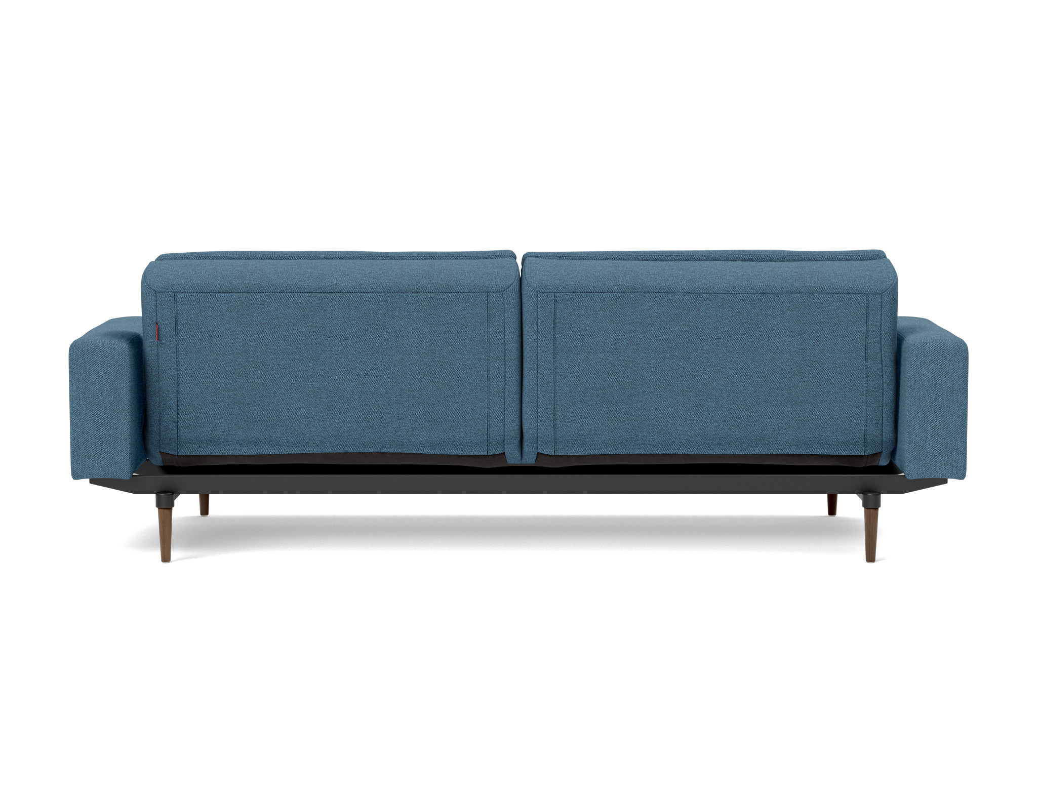 Schlafsofa Dublexo mit Armlehnen Strukturierter Stoff Weda 302-Weda-Blue Beine Styletto Eiche dunkel