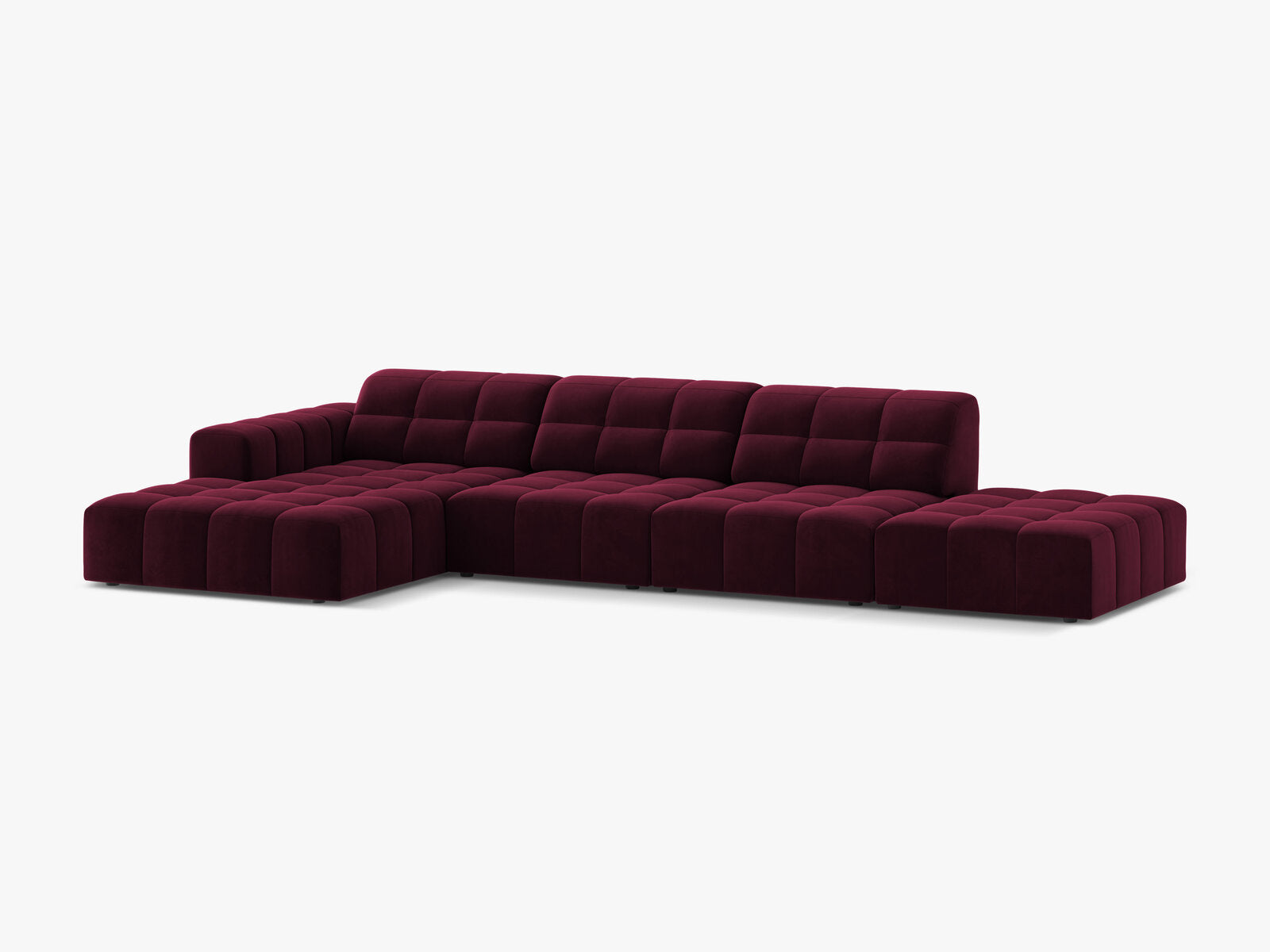 Micadoni Ecksofa Jennifer 5-Sitzer Links Samt Venus Burgunder