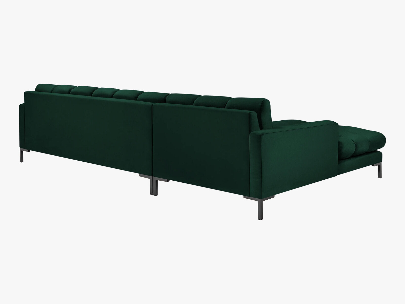 Micadoni Ecksofa Mamaia 5-Sitzer Links Samt Bluvel Flaschengrün schwarze Beine