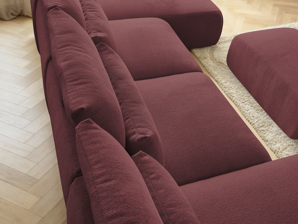 Bobochic Jana Wohnlandschaft mit kleinem Pouf Melange-Stoff Rot