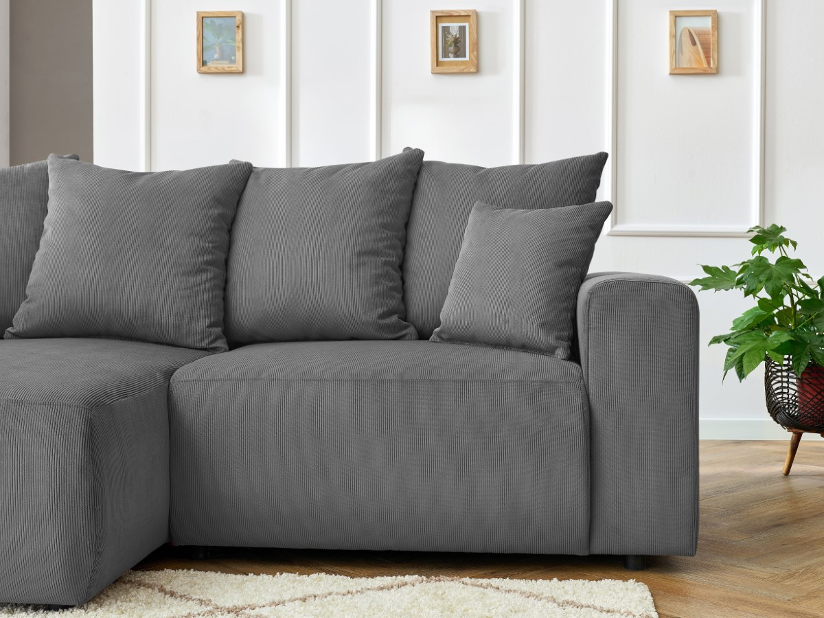Bobochic Enjoy Ecksofa Cordsamt Dunkelgrau Ecke links
