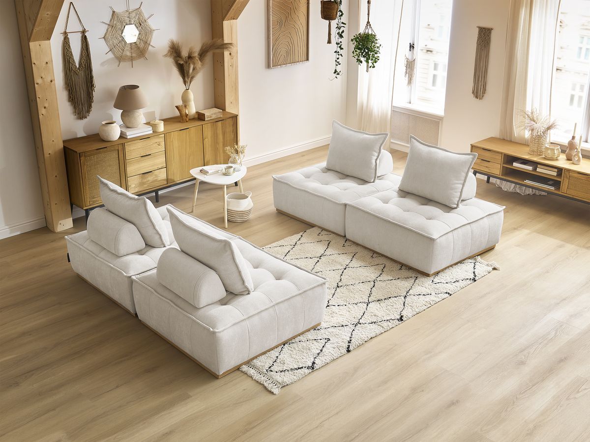 Bobochic Elisa Sofa 4-Sitzer Strukturstoff Weiß