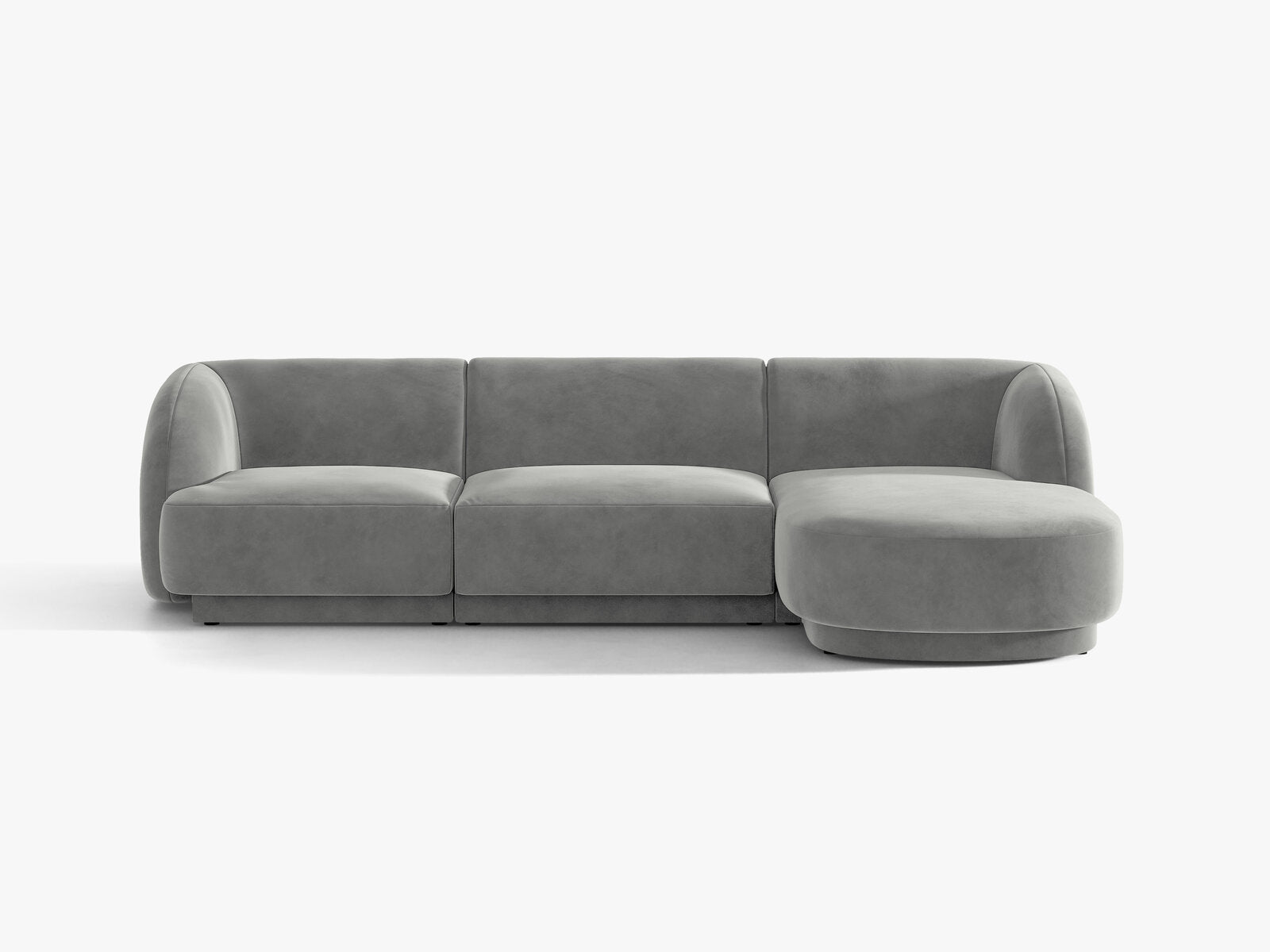 Micadoni Ecksofa Miley 4-Sitzer Samt Venus Hellgrau Rechts