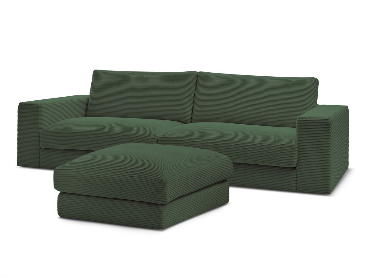 Bobochic Leonard Sofa 4-Sitzer mit Pouf 274 × 109 cm Cordsamt Dunkelgrün