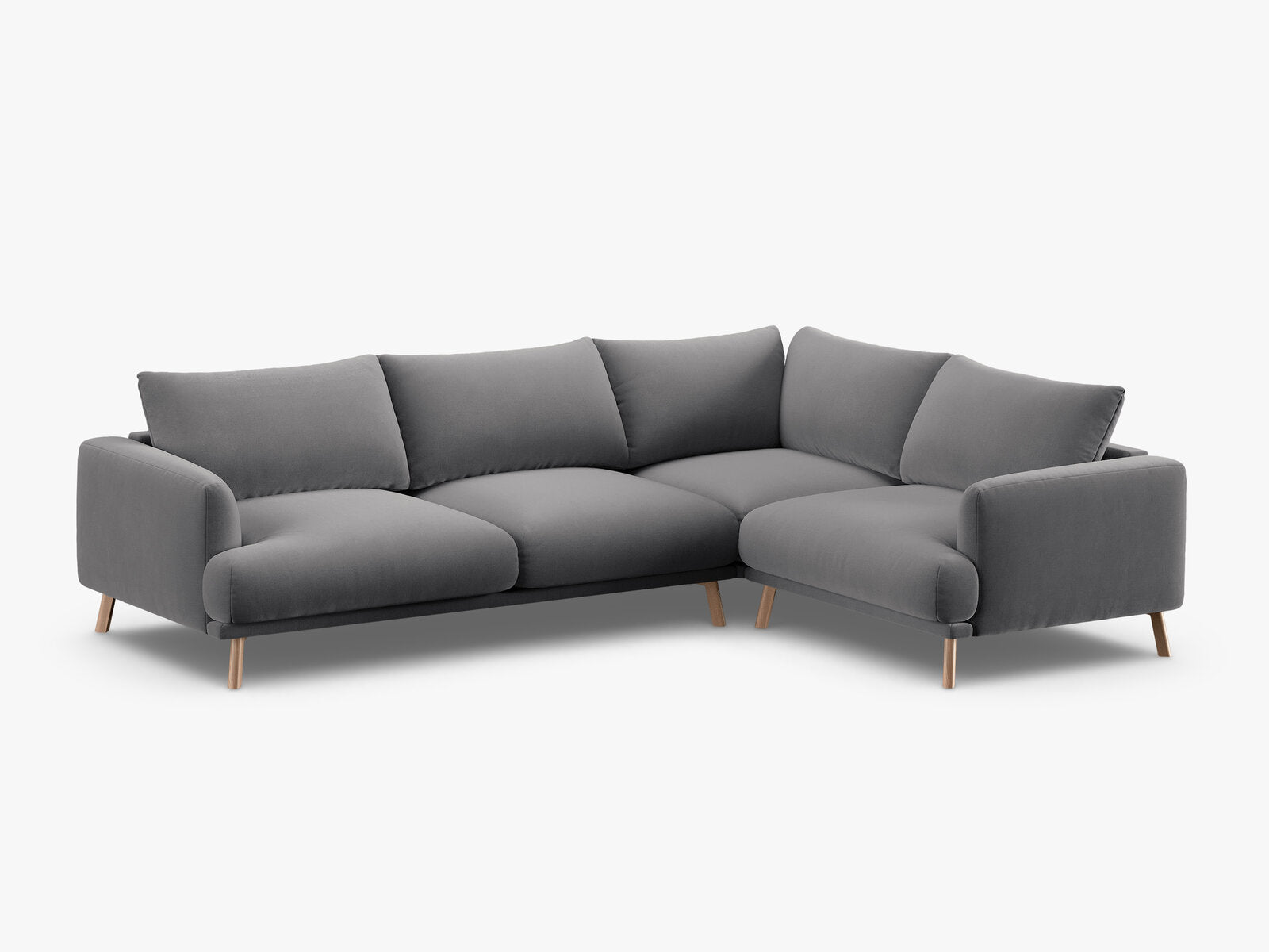 Micadoni Ecksofa Naomi 4-Sitzer große Version Rechts Samt Salvador Grau