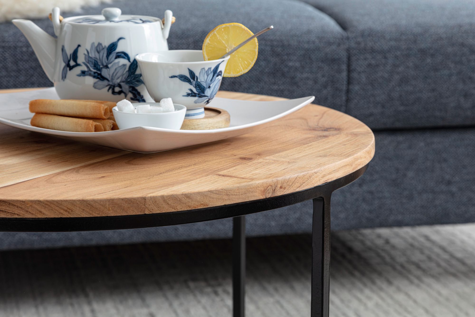 Couchtisch Mollerup Akazie Massivholz Ø 60 cm
