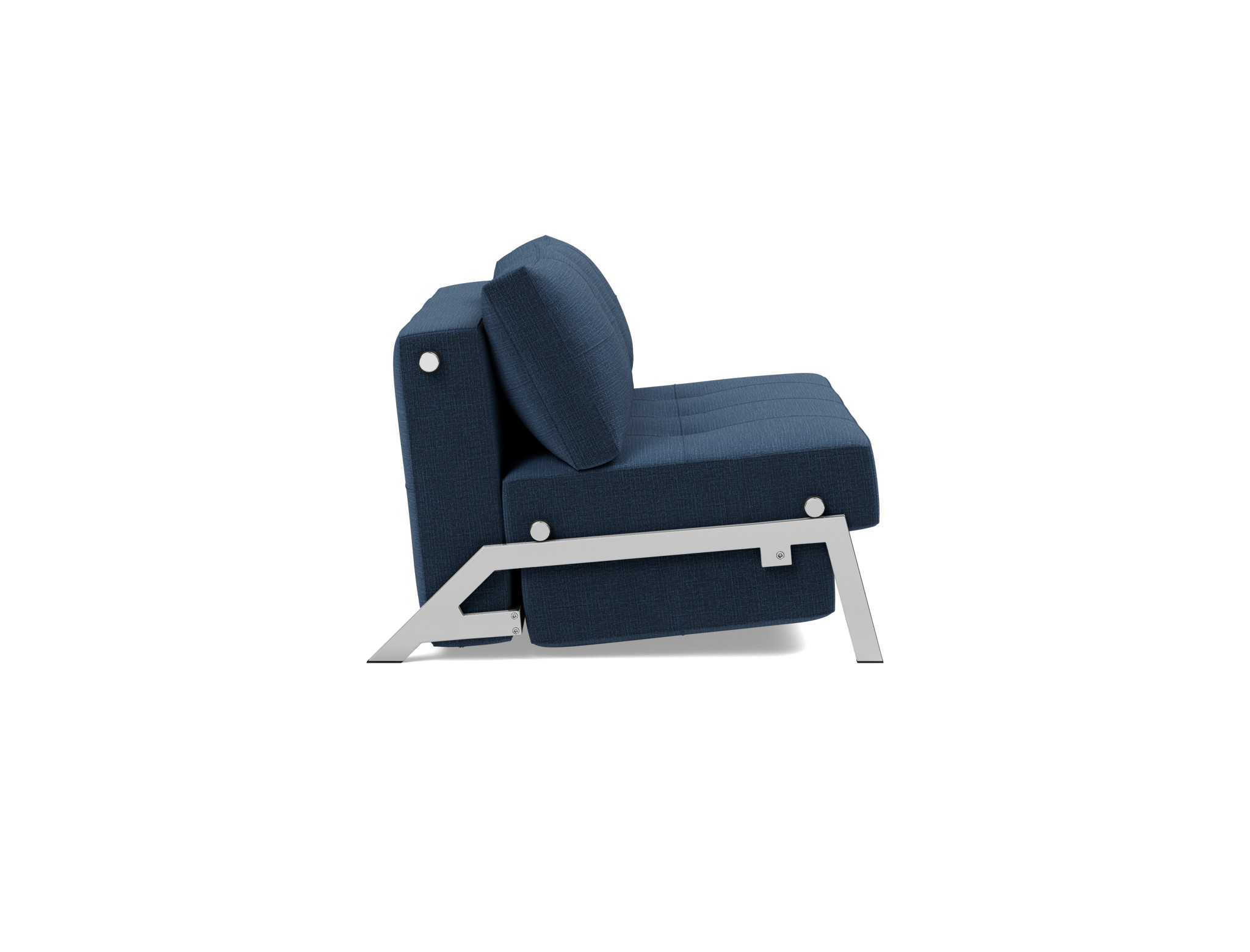 Schlafsofa Cubed 140 Chenille Esina 414-Indigo-Blue Beine Chrom