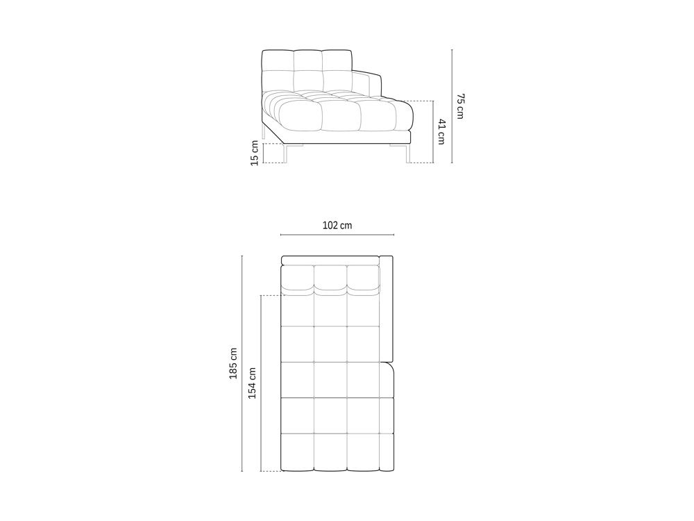Cosmopolitan Design Chaiselongue Bali Samt Bluvel Silber Rechts Beine Gold