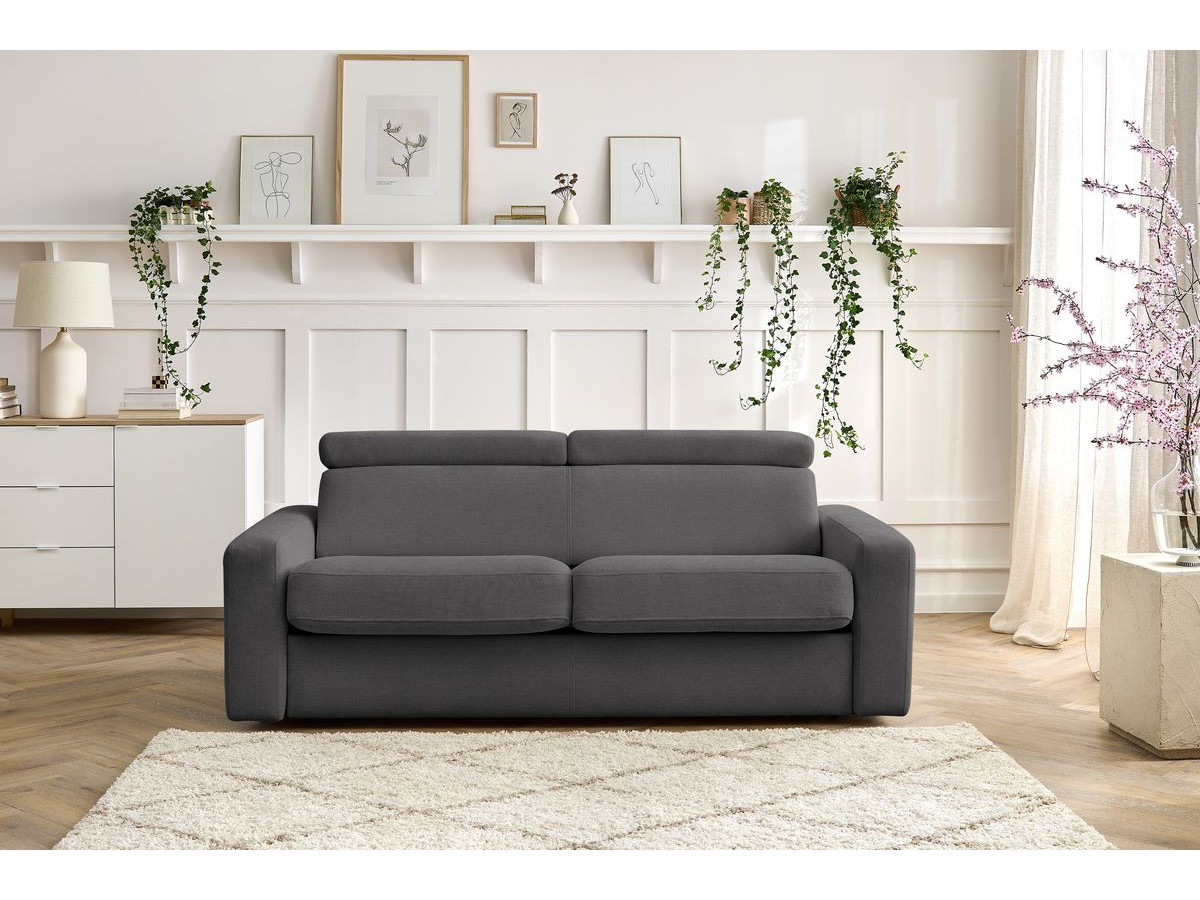 Bobochic Monaco Schlafsofa 3-Sitzer Stoff Dunkelgrau, Liegefläche 160 × 190 cm